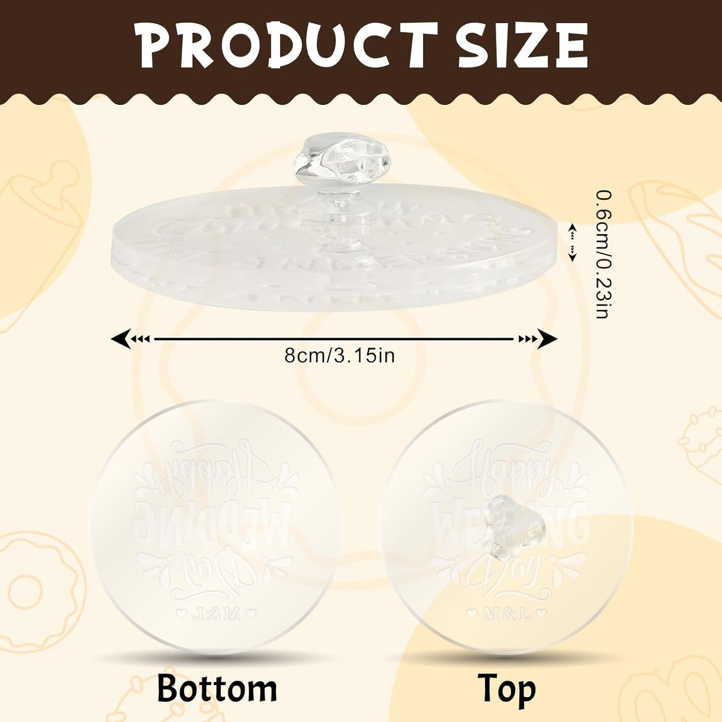 Personalized Wedding Cookie Stamp Custom Acrylic Cookie Embossing Mold with Handle for Baking Decoration