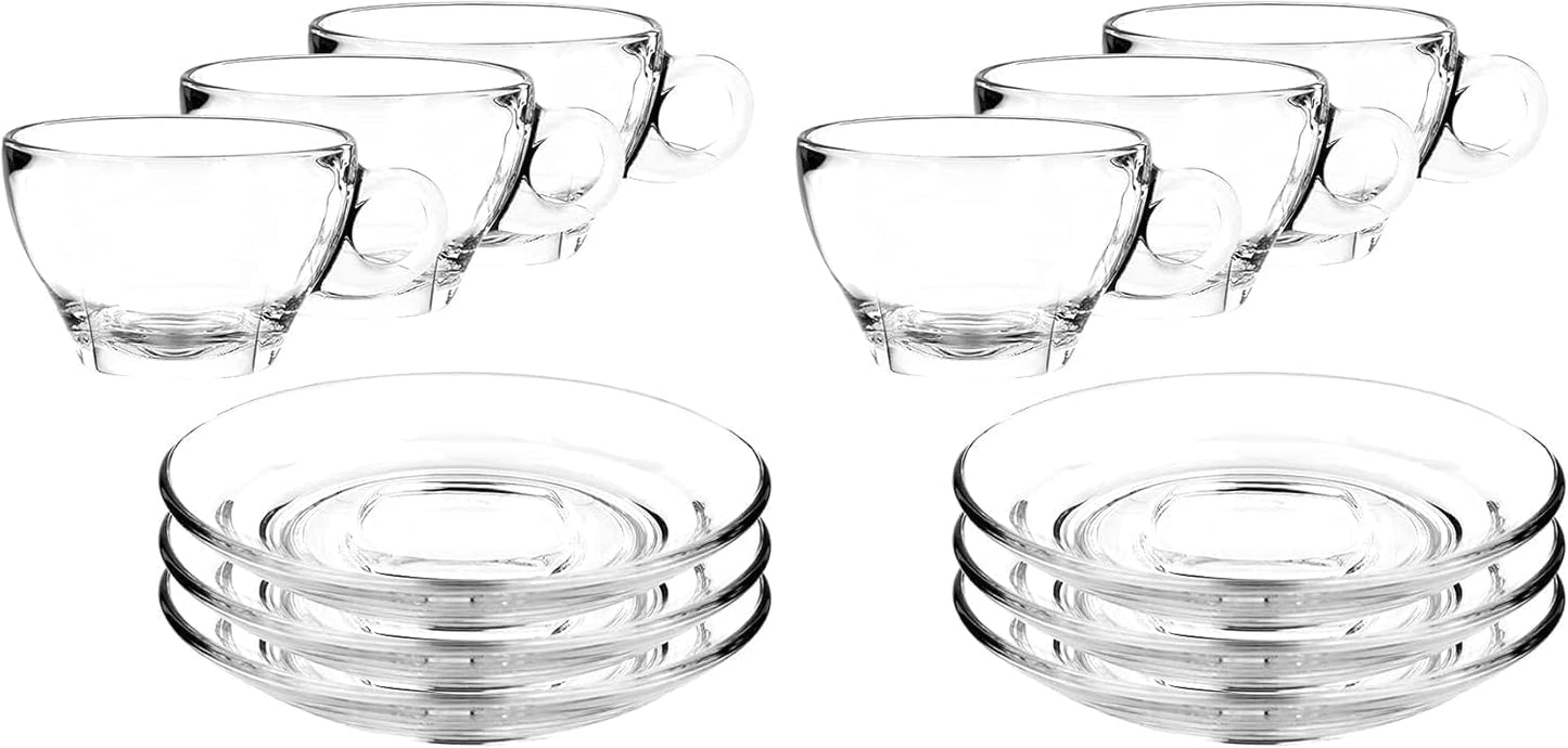 LEMONSODA Clear Large Glass Coffee Mug with Handles for Hot Beverages, Clear Mugs for Espresso, Tea, Cappucino, Latte, Juice (8.75 oz, 10.5 oz, 12 oz) (8.75 oz, Set of 12)