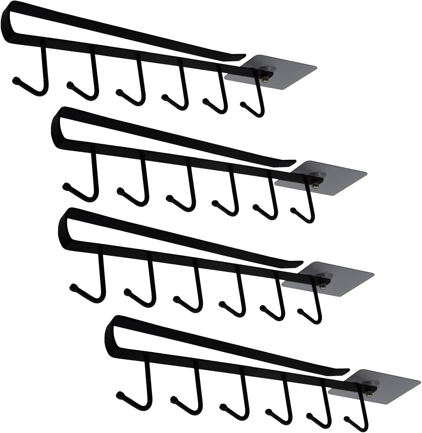 eywlwaar Mug Cups Cabinet Mug Hooks Kitchen Storage Hanging Hooks (4 Pack-Black)