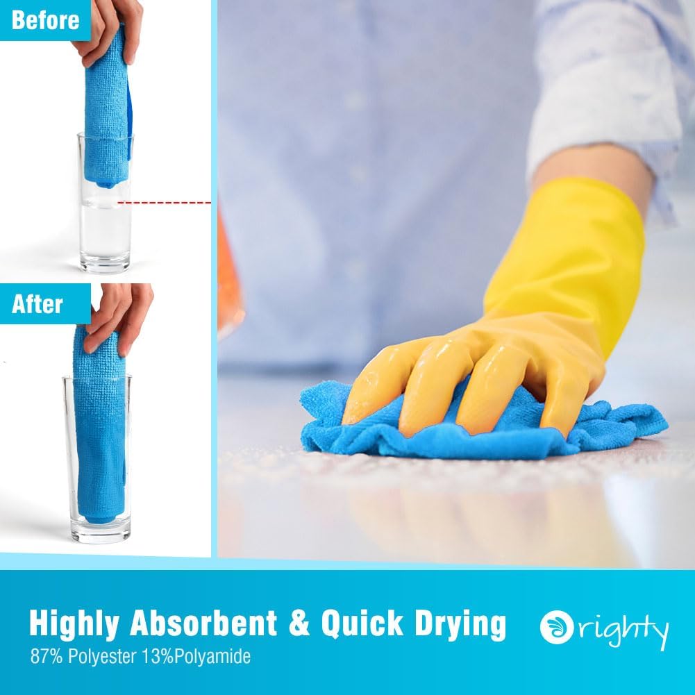 Orighty Cleaning Cloths Bulk, 150 Pack Shop Rags Reusable, Multi-Purpose Shop Towels for Cars, Microfiber Cleaning Rags for Automotive, Mechanic, Kitchen, Lint Free Towels 11.5’’ x 11.5’’, Blue