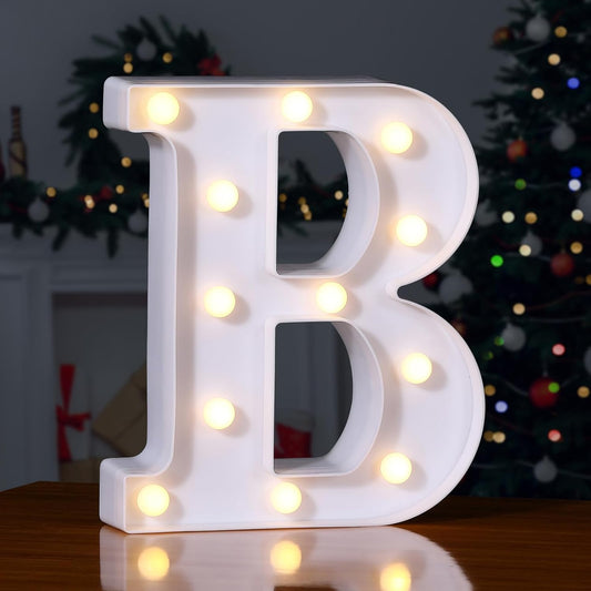 Foaky LED Letter Lights Sign Marquee Light Up Letters Sign for Night Light Wedding/Birthday Party Battery Powered Christmas Lamp Home Bar Decoration(B)