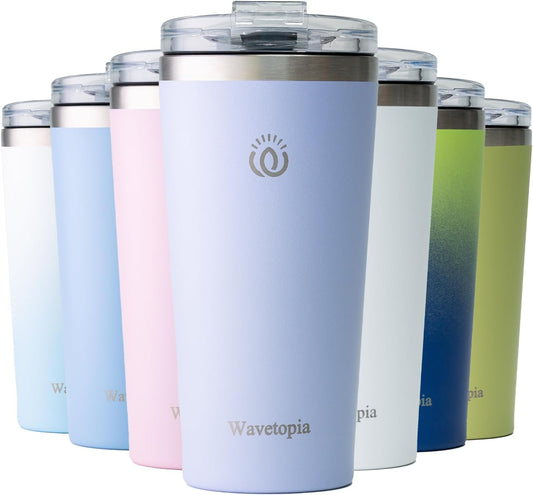 Insulated Coffee Mug with Lid, Reusable Stainless Steel Travel Coffee Cup, 16 Oz Double Wall Vacuum Spill Proof Tumbler Cups for Men and Women Hot & Cold Drinks（Purple）