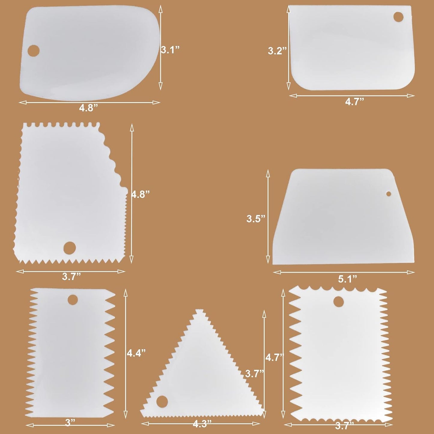 Cake Scraper Cake Decorating Tools, 7 Pcs Dough Scraper Bowl Scraper Cutters Flexible Cake Icing Smoother for Cake Bread Dough Multipurpose Food