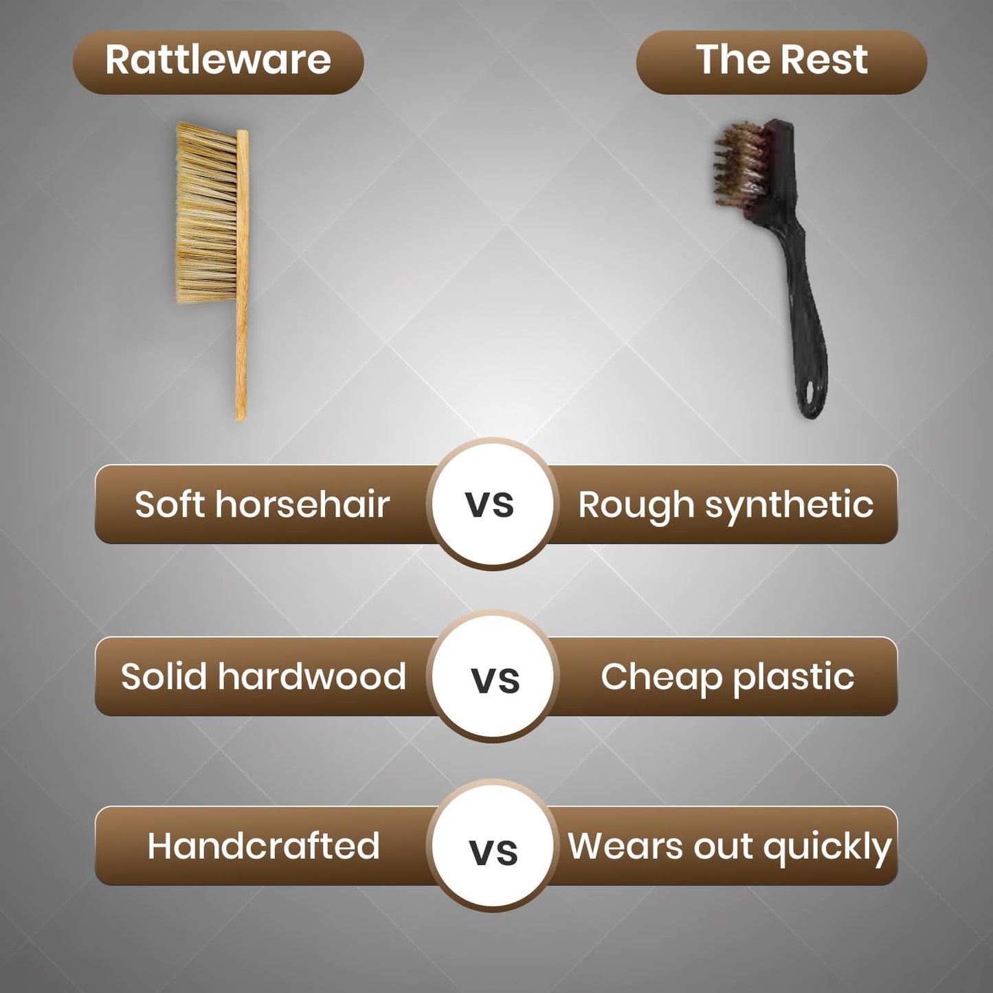 Rattleware Durable 11” Counter Brush - Solid Wood Handle, Horsehair Bristles & Static-Fre - Ideal for Home & Commercial Use