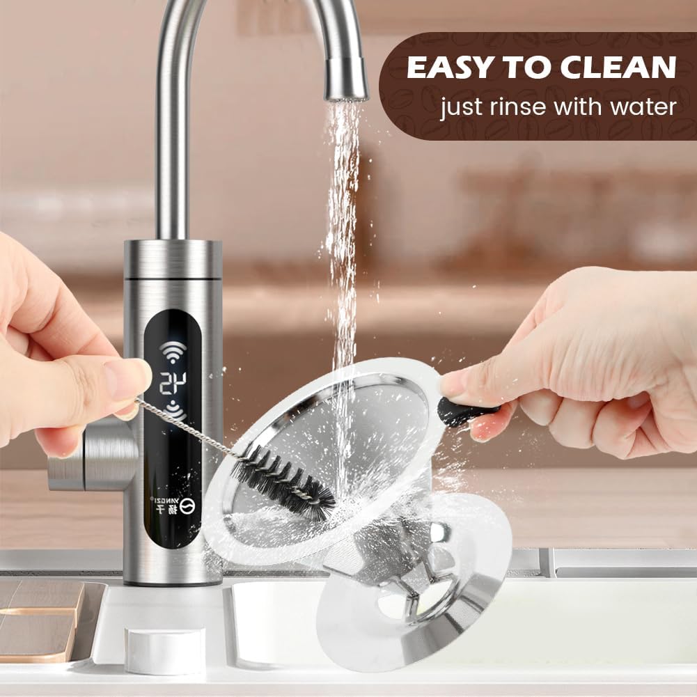 Pour Over Coffee Dripper with Cleaning Brush, Stainless Steel Cone Coffee Filter Fine Mesh Double Layer, Paperless Reusable Coffee Filter, Drip Cone Brew Coffee Strainer(SIZE:Medium)