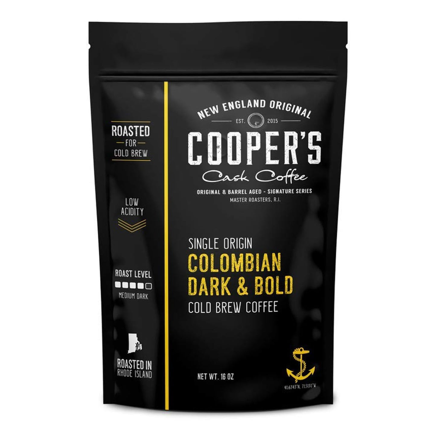 Cold Brew Coffee Colombian Reserve Single Origin Coarsely Whole Bean Coffee - 1 lb. Bag - Dark Roast