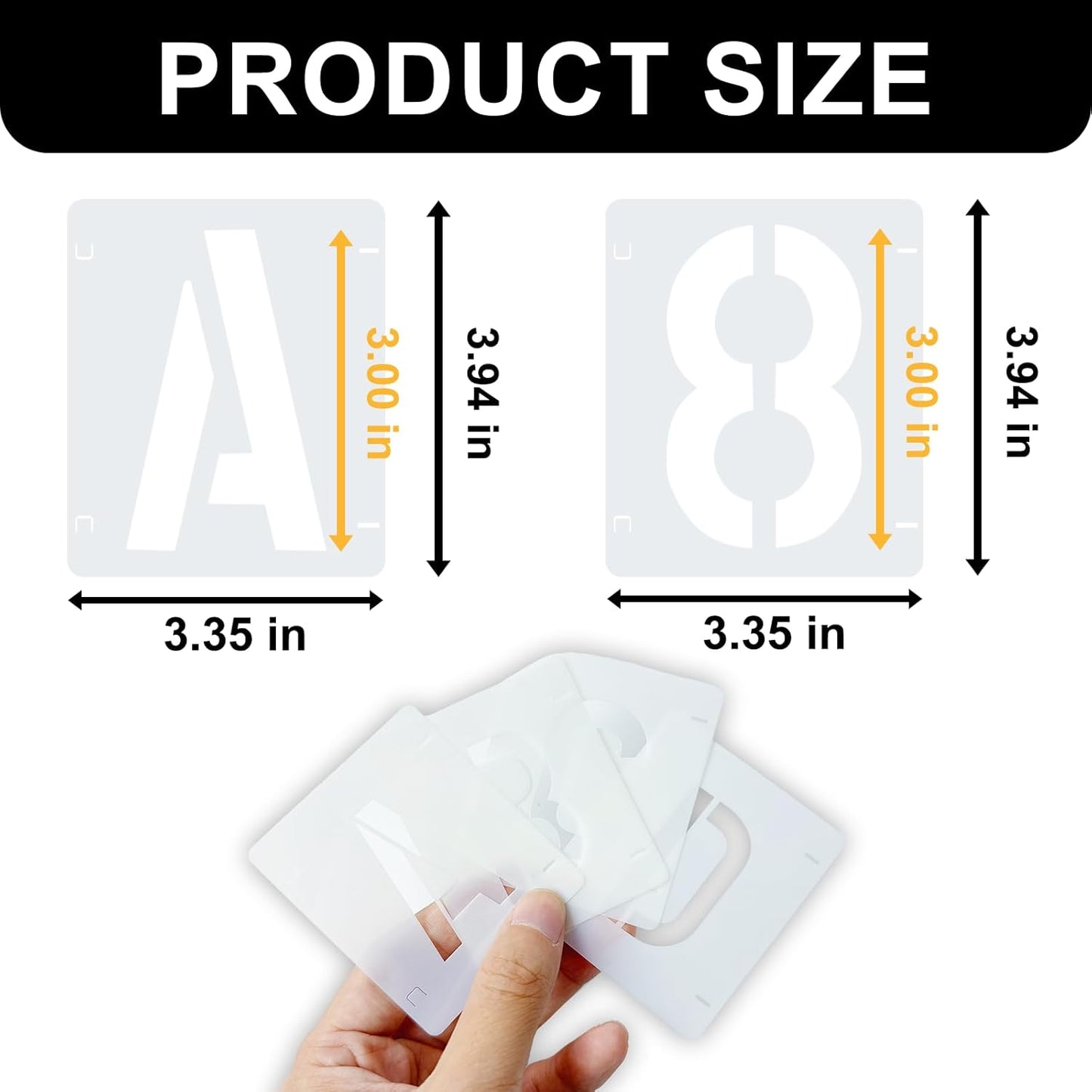 2 Pack - 3 Inch Letter Stencils Set, 72 Reusable Stencils for Painting On Wood, Metal, Walls, Fabric, Rocks with Interlocking, Perfect for Banners, Sign Making & DIY Art (3 inch)