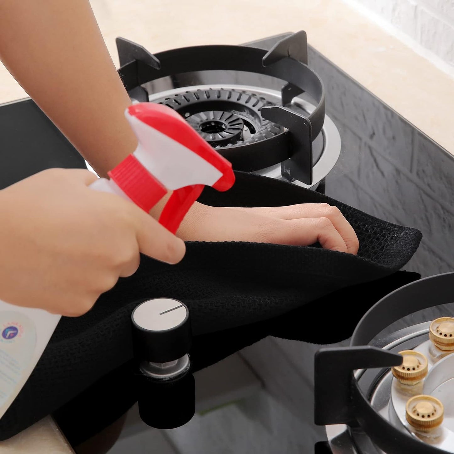 Homaxy 100% Cotton Waffle Weave Kitchen Dish Towels, Ultra Soft Absorbent Quick Drying Cleaning Towel, 13 x 28 Inches, 6-Pack, Black