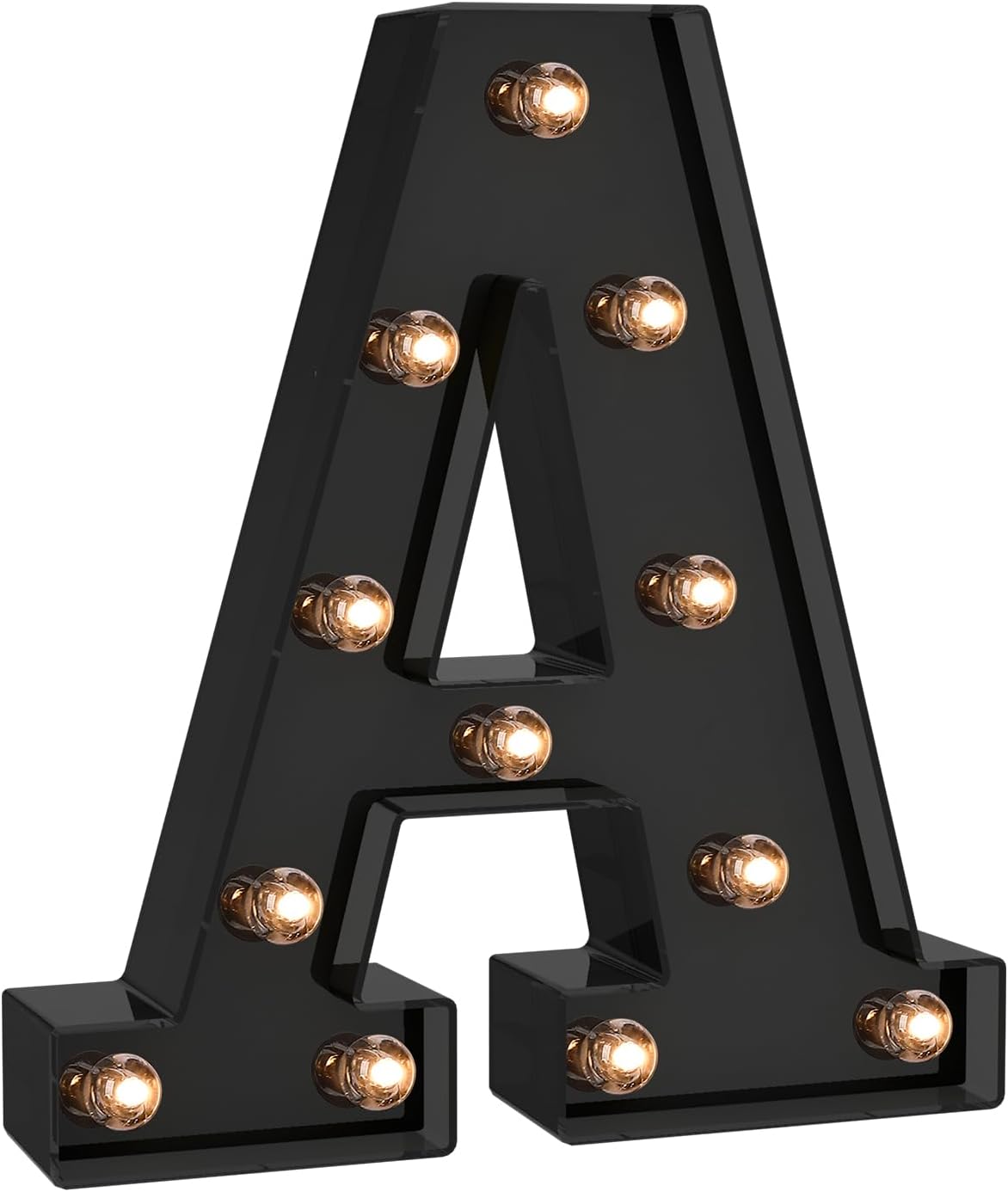 Foaky Black LED Letter Lights for Room Decor - Bedroom Wall Decor, Alphabet Lights for Home, Wedding, Party - Battery Operated （A）