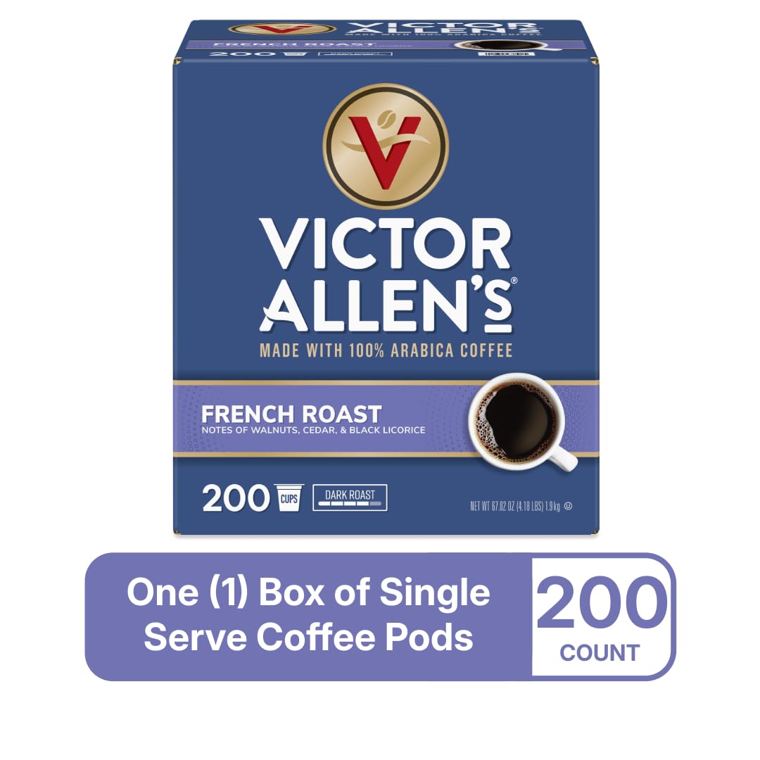 Victor Allen's Coffee French Roast, Dark Roast, 200 Count, Single Serve Coffee Pods for Keurig K-Cup Brewers
