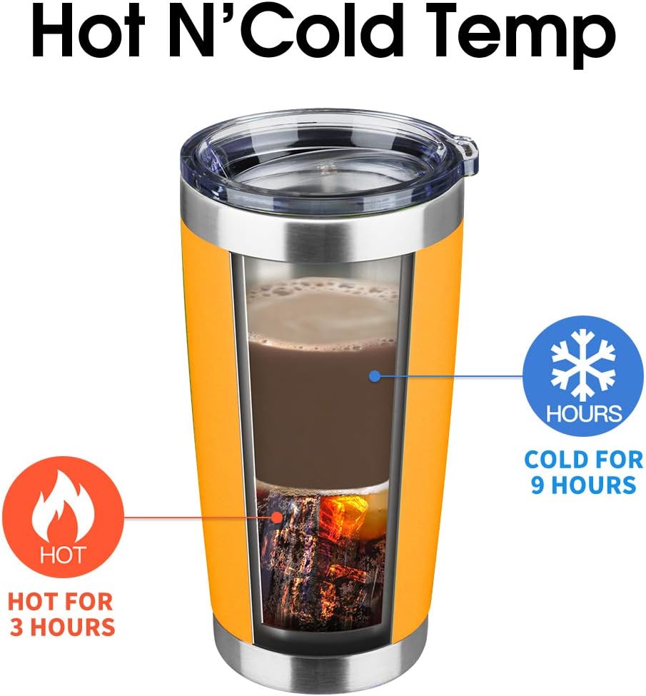 20oz Tumbler Bulk Stainless Steel Vacuum Insulated Tumblers with Lid Double Wall Travel Mug, Durable Powder Coated Coffee Cup, Suitable for Ice Drinks and Hot Beverage (Orange 6pack)