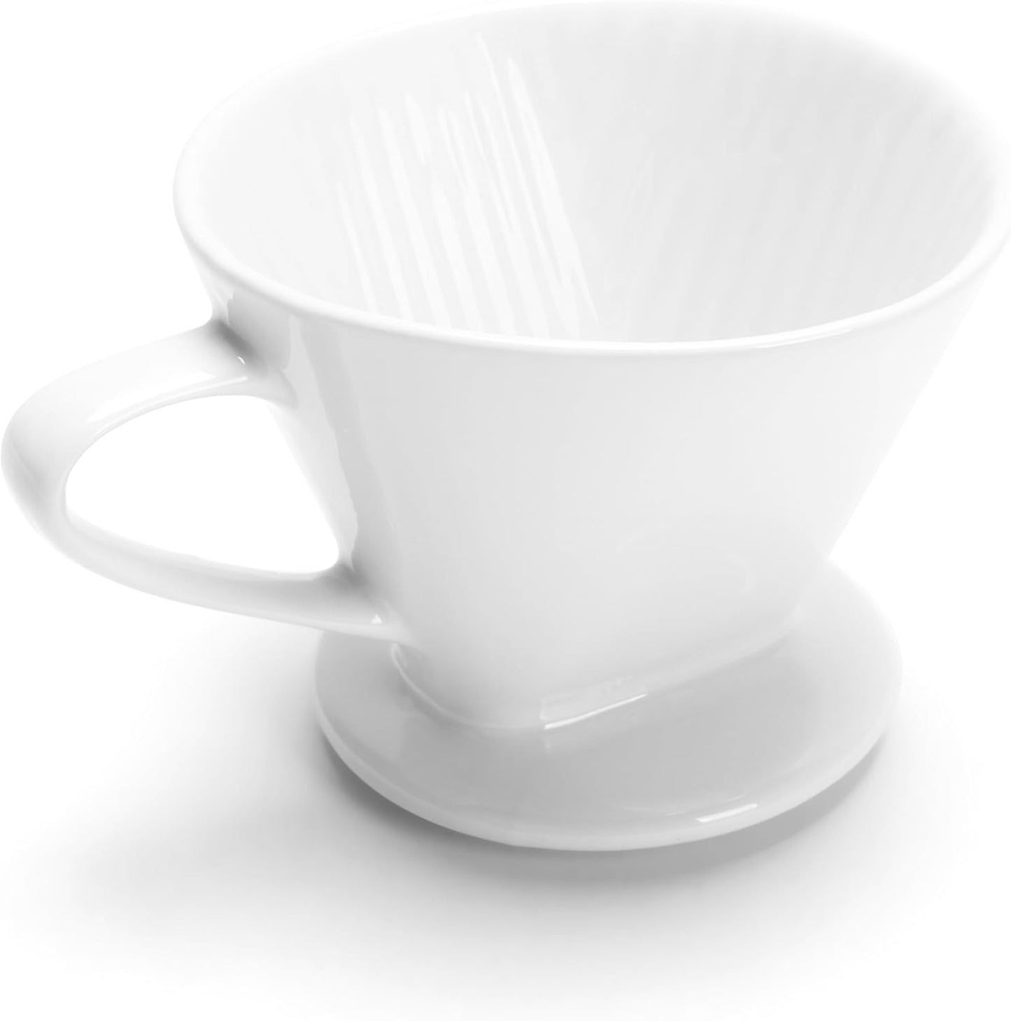 Pour Over Coffee Maker, Single White Ceramic Coffee Dripper with 3 Holes, Large Coffee Pour Over for Shop, Office, Home