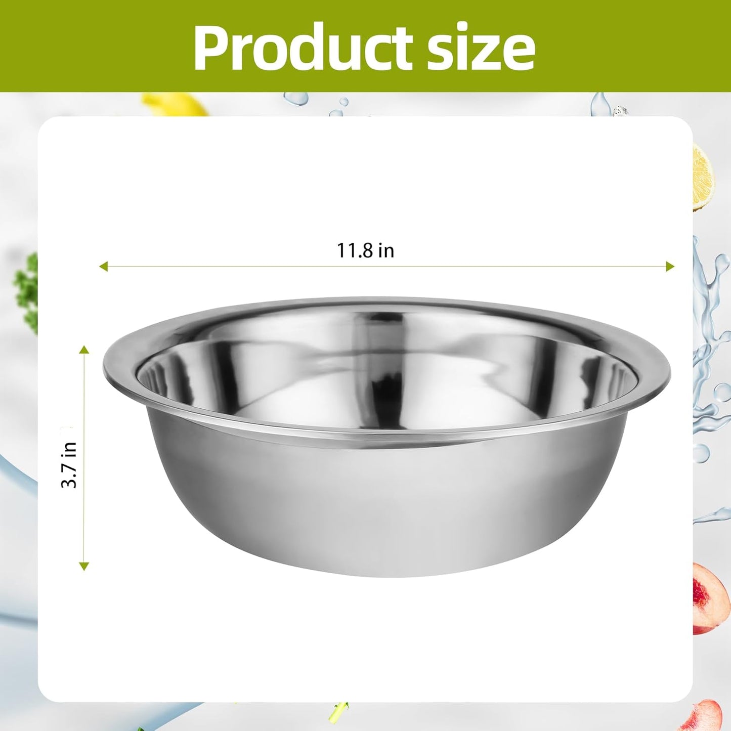 20 Pcs 11.8 x 3.7 Inch Stainless Steel Mixing Bowls for Bulk Food Prep with Nesting Design for Hotel Restaurant and Home Kitchen Cooking in Silver