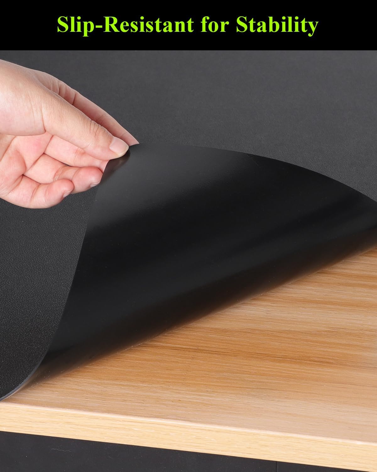 Black Plastic Table Cover Protector, 24" x 48" Waterproof Easy Flat PVC Desk Pad Mat, 1.5mm Thick Rectangle Vinyl Table Top Protector for Dining Room Table, Office, Dresser