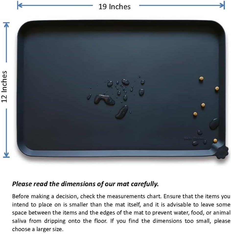 Hoki Found Silicone Pet Food Mats Tray - Non Slip Pet Bowl Mats Placemat - Dog Cat Feeding Mat - Waterproof Dog Food Mats -Pet Water Mats for Floors -Black