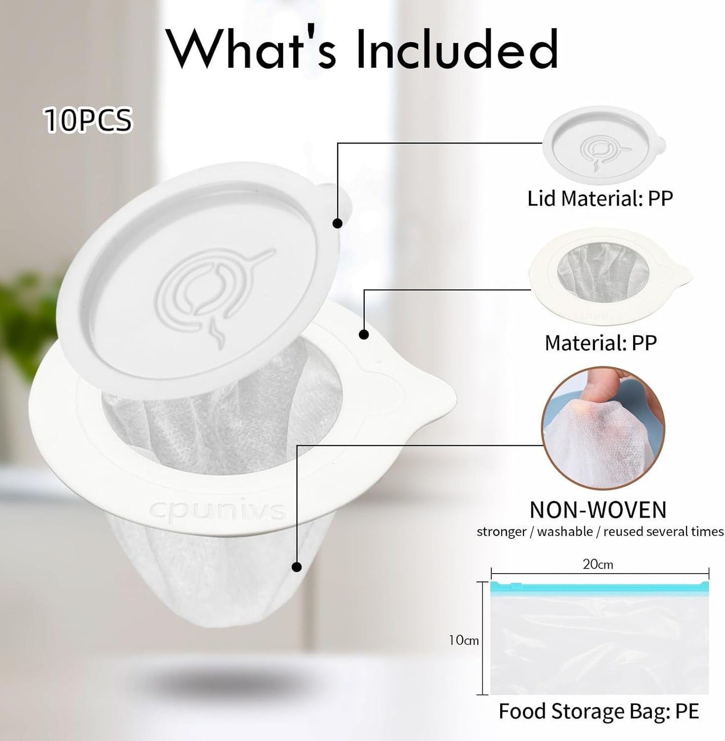 Portable Pour Over Coffee Dripper Reusable Coffee Filter Pour Over Coffee Maker for Camping Coffee, Travel Coffee Maker Single Serve Drip Coffee Filters (10, white)