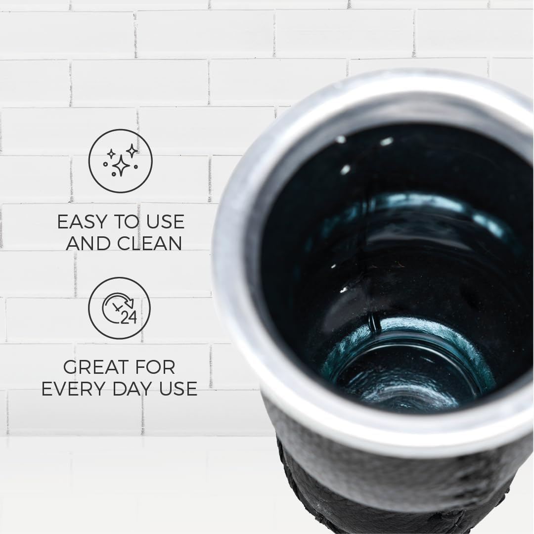 BALIBETOV Leather & Glass Yerba Mate Gourd Set (Mate Cup) with Yerba Mate Bombilla