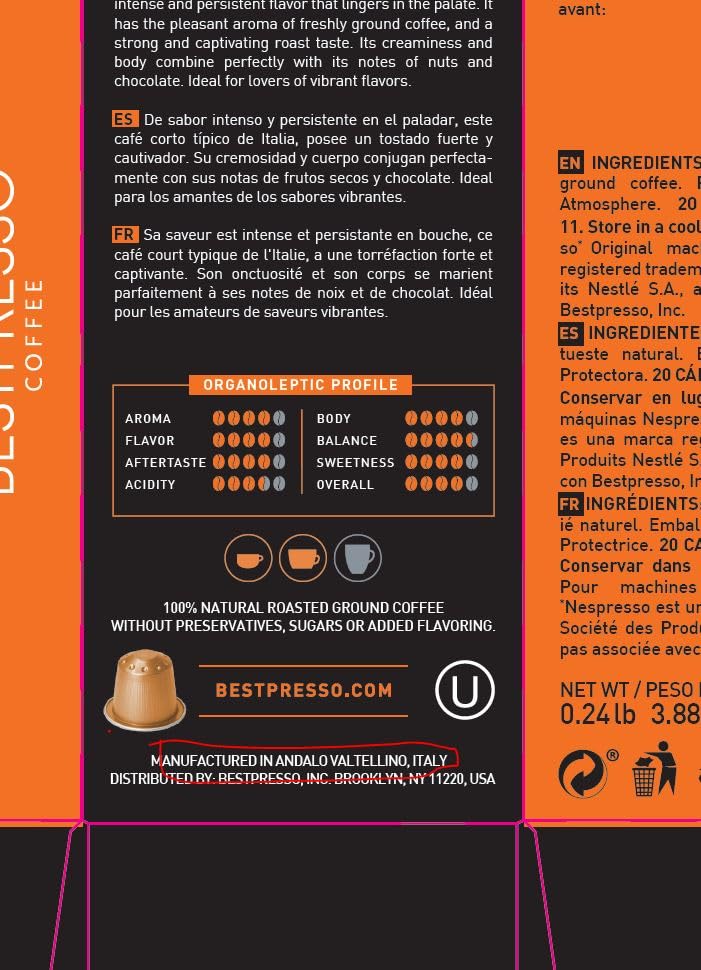 Bestpresso Coffee, Italian Roast Single Serve K-Cup Pods, Dark Roast, 96 Count (Compatible With 2.0 Keurig Brewers) 8 Packs Of 12 Cups