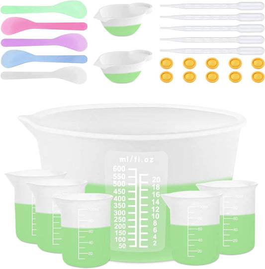 Silicone Measuring Cups for Resin Supplies - Kit With 600ml & 100ml Mixing Cups and Tools for Molds, Epoxy, Cooking, Casting Moulds, Jewelry Making
