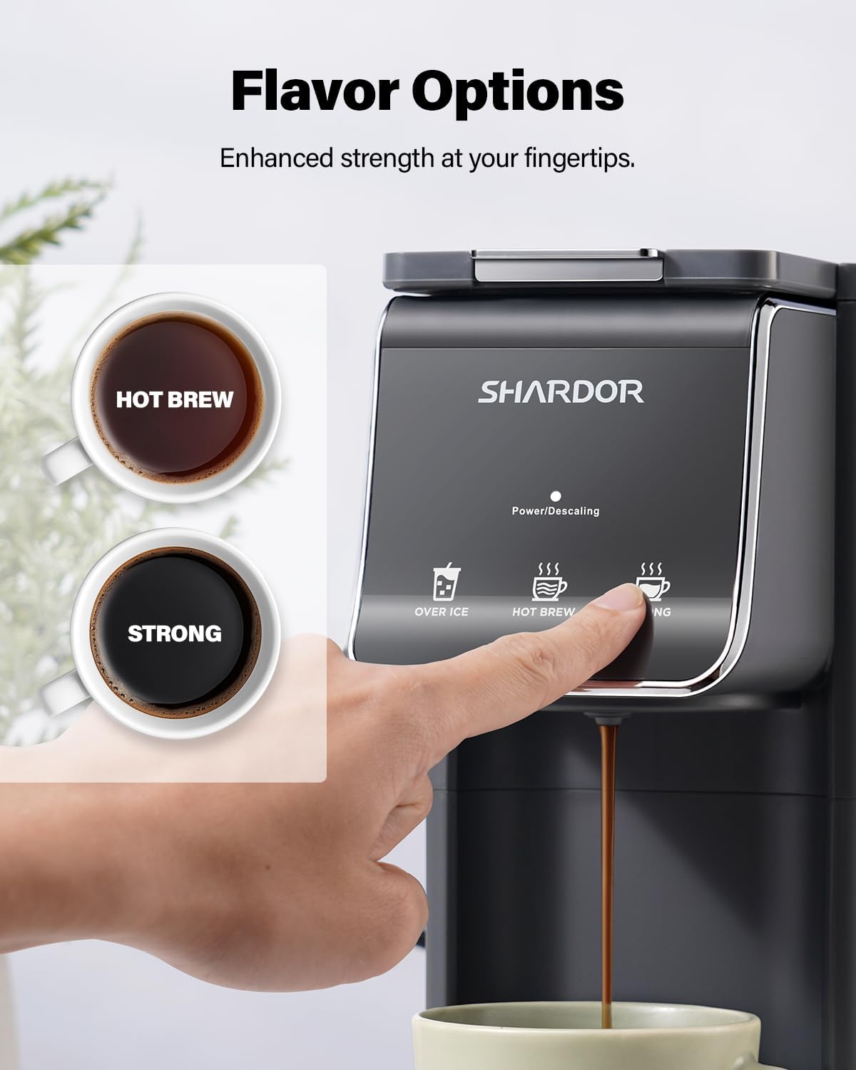 SHARDOR Hot & Iced Coffee Maker, K Cup Coffee Maker Compatible with Ground Coffee, Single Serve Coffee Machine with Bold Setting, Reusable Filter, Travel Mug Friendly, Compact Design, Grey