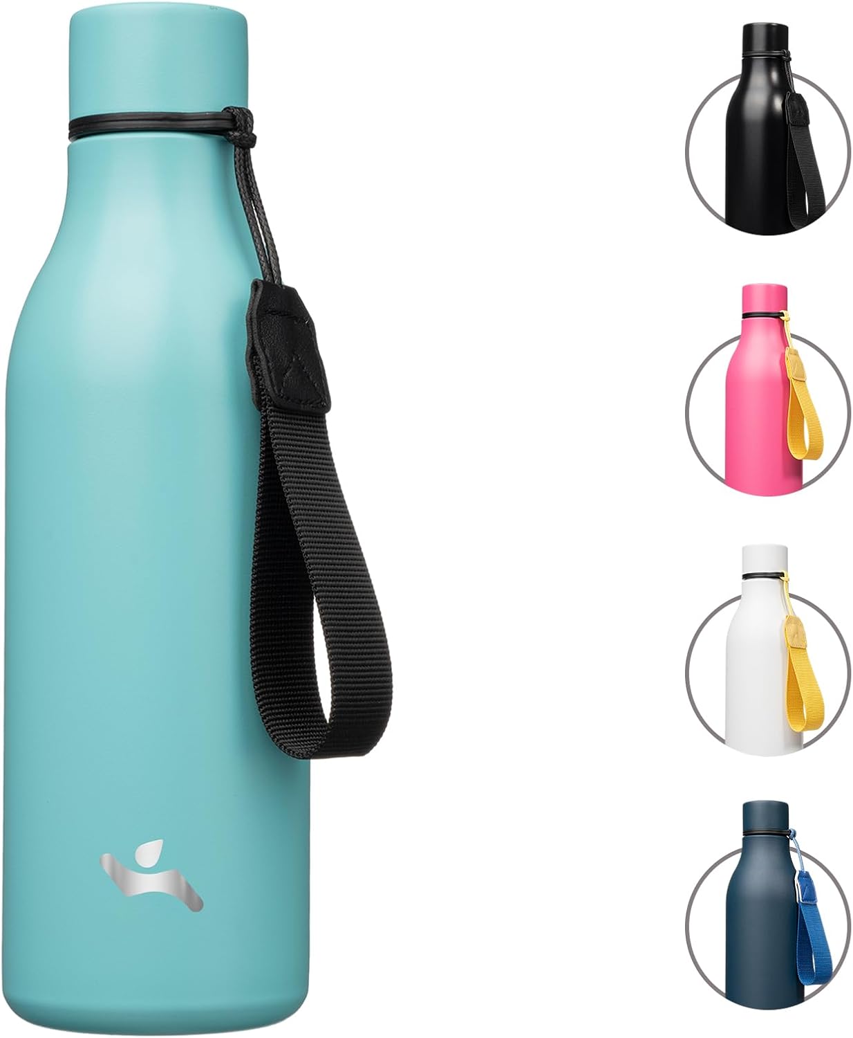 Insulated Water Bottle with Strap,18 oz Double Wall Stainless Steel Vacuum Bottles Metal Water Flask,Turquoise