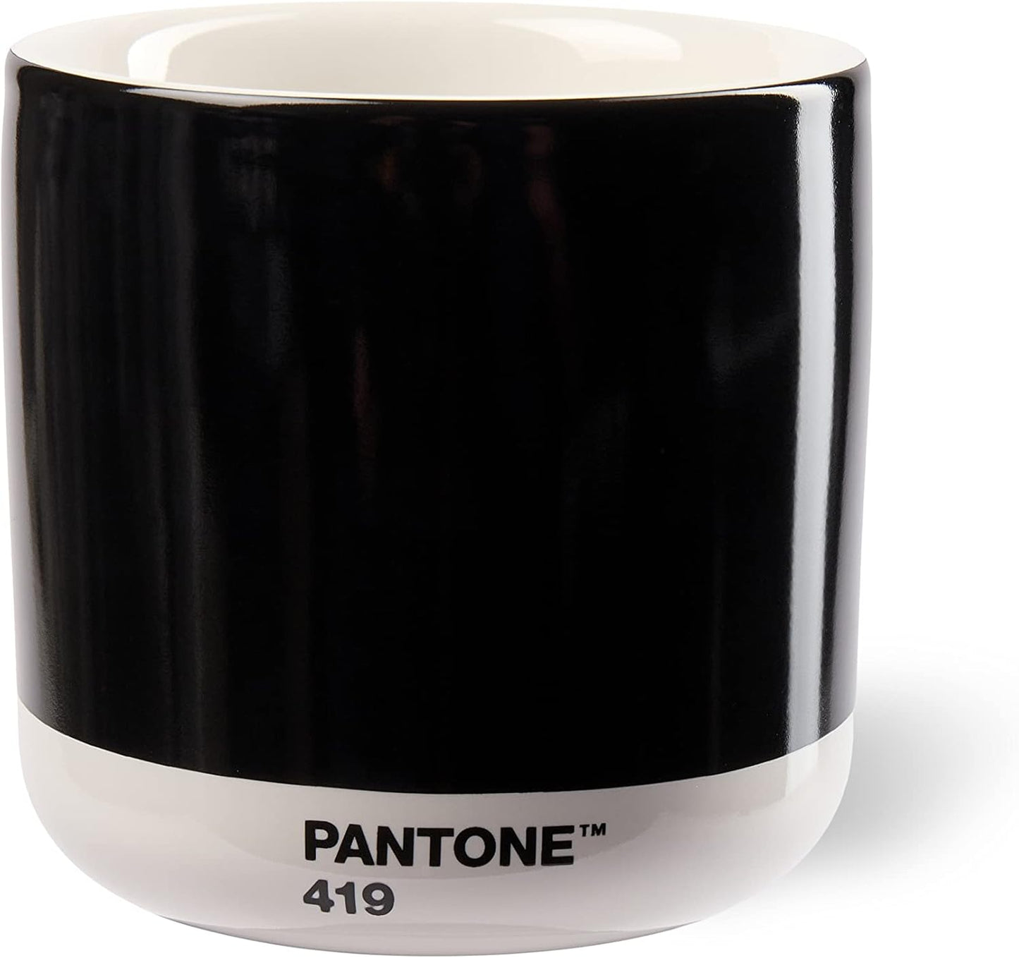 Copenhagen Design Pantone Latte Cup - Double Wall Thermo - Cappuccino Handleless Mug - 7.44oz/220ml, Black 419