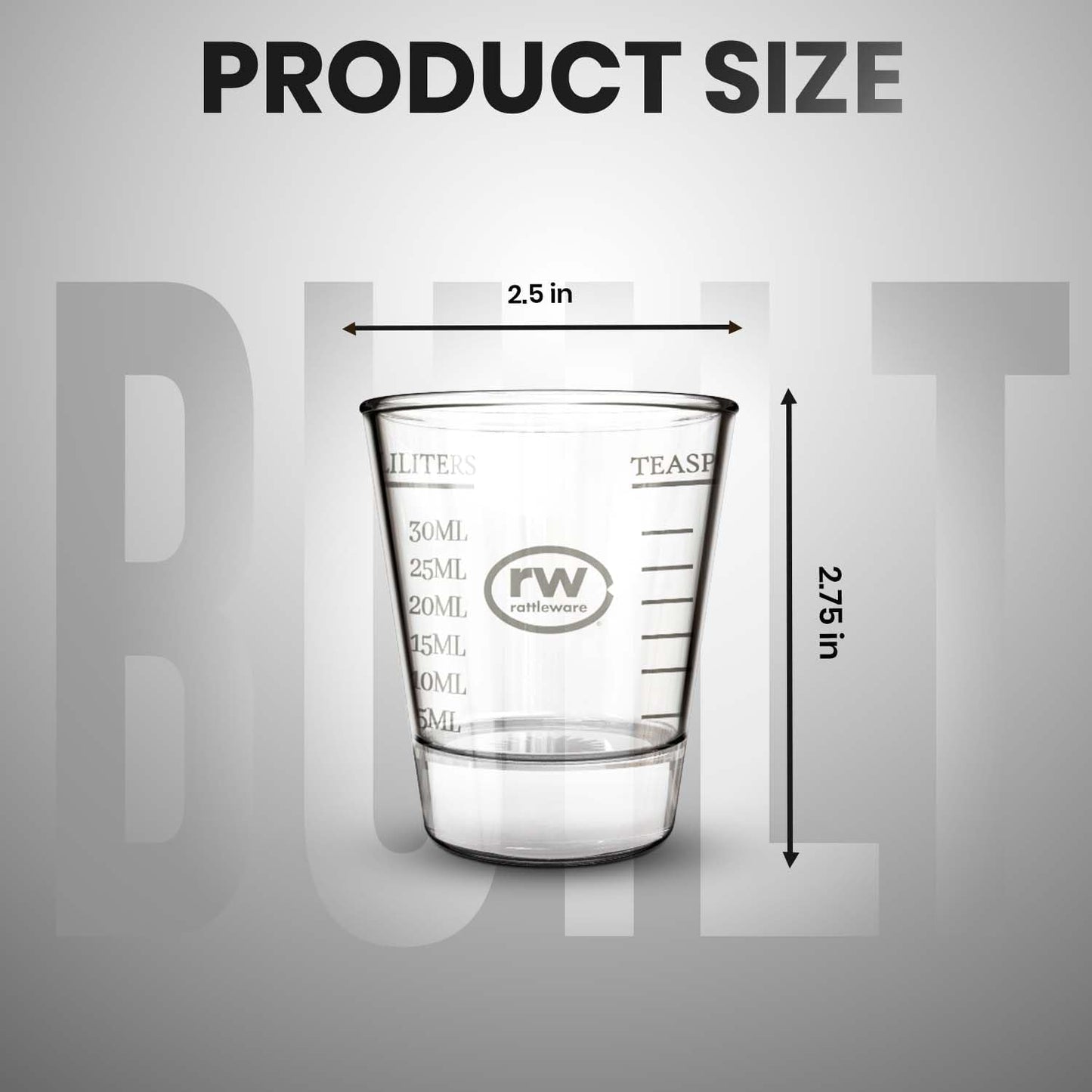 Rattleware Premium 1.5 oz Graduated Shot Glass – Heavyweight Glass with Oz, ml, tsp, tbsp Markings – Stylish & Durable for Home Bars, Coffee, Espresso Shots, Cocktails & Gatherings