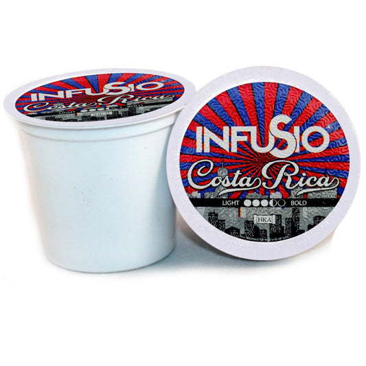 InfuSio Coffee Pods 96 Count Costa Rica Medium Roast Single serve Coffee pods for Keurig K Cups Brewers - InfuSio Premium Roasted Keurig 2.0 Compatible