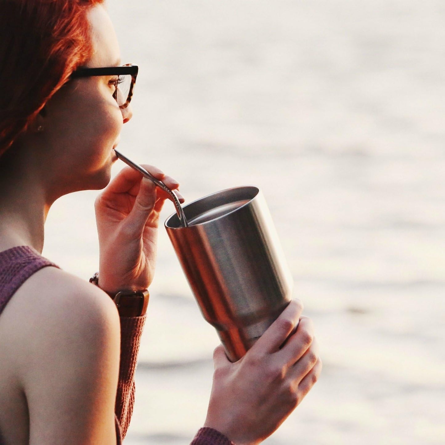 Set of 10 Stainless Steel Straws, HuaQi Bent Reusable Drinking Straws 10.5'' Long 0.24‘’ Dia for 30 oz Tumbler and 20 oz Tumbler, 2 Cleaning Brush Included (10 Bent Staw + 2 Brushes）