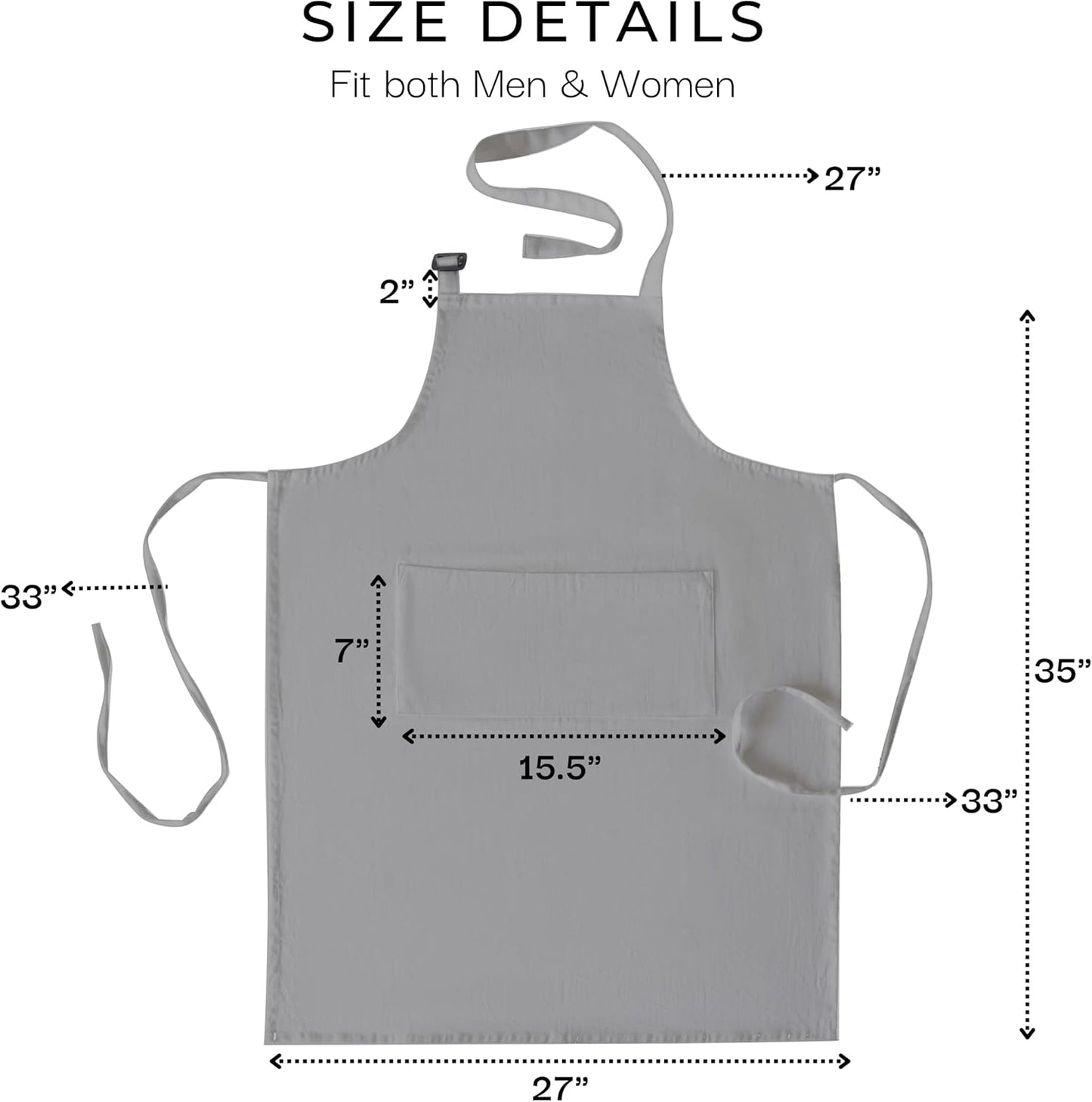 RAJRANG 100% Cotton Cooking Apron with 3 Pockets Kitchen Chef BBQ Adjustable Bib Aprons for Women Men