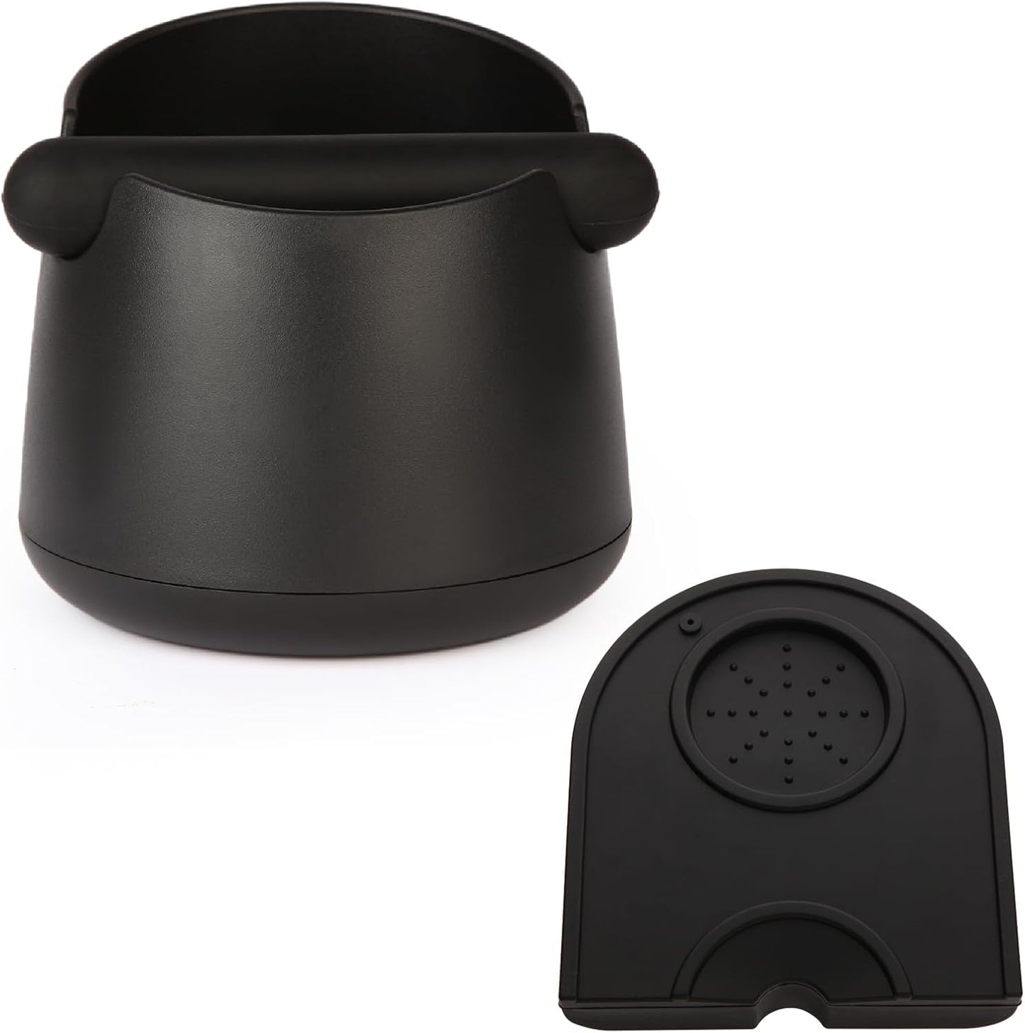 Knock Box Large Capacity Design Espresso Knock Box Tamping Mat Espresso Machine Accessories Set of 2 with Removable Knock Bar and Anti-Slip Base for Home Office Barista Tools for Bar Shop