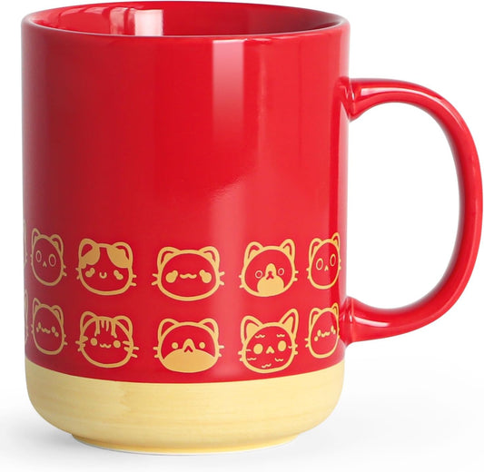 Cat coffee mug-16oz Ceramic Coffee Mugs for Women and Men-Cat gifts for cat lovers-Cute Coffee and Tea Mug-Red