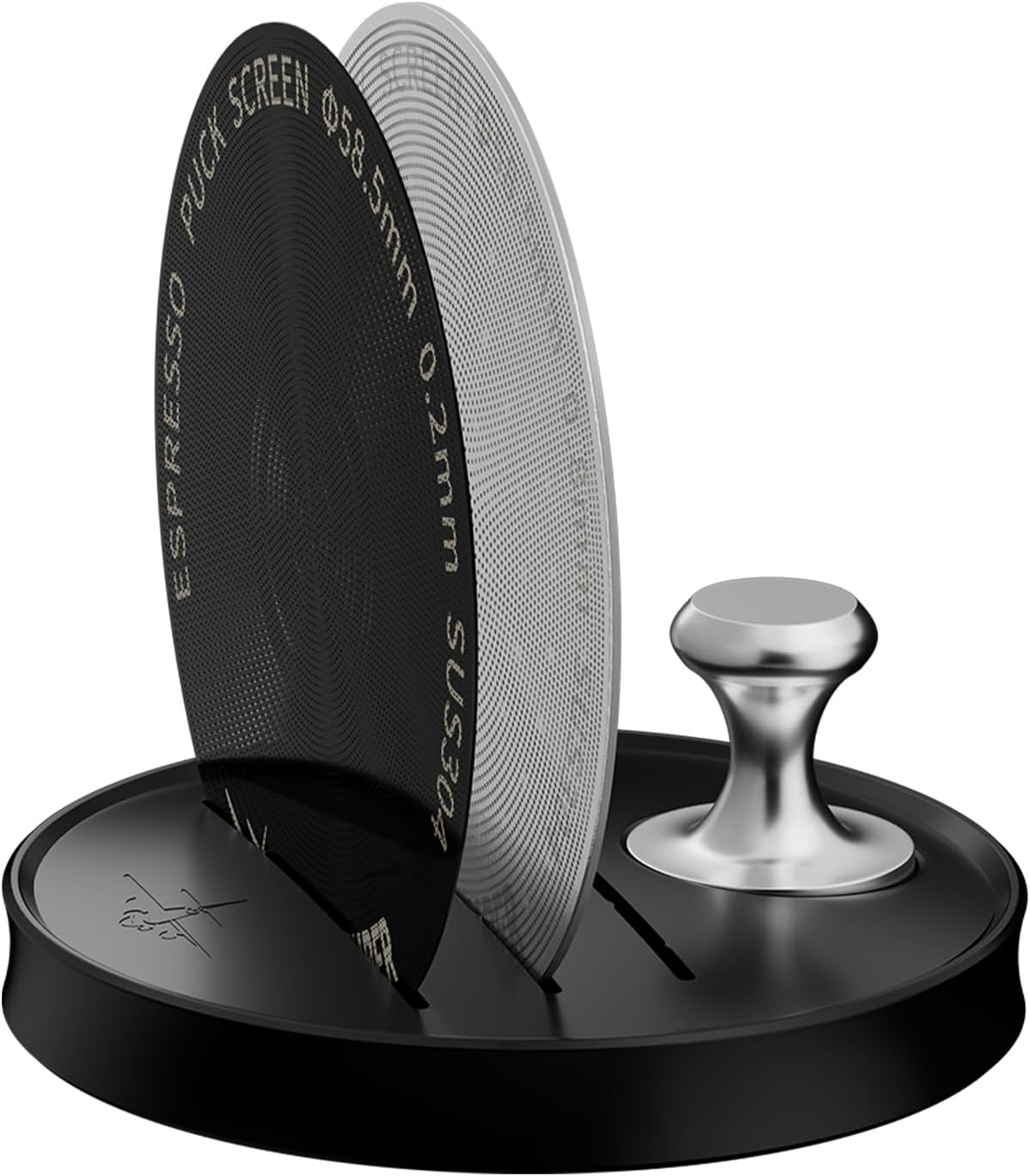 MHW-3BOMBER 58mm Espresso Puck Screen - 0.2mm Ultra Thin Espresso Puck - Metal Reusable Coffee Filter for Portafilter Basket 58mm - Puck Screen with Stand 3 Pack FG7052-OS