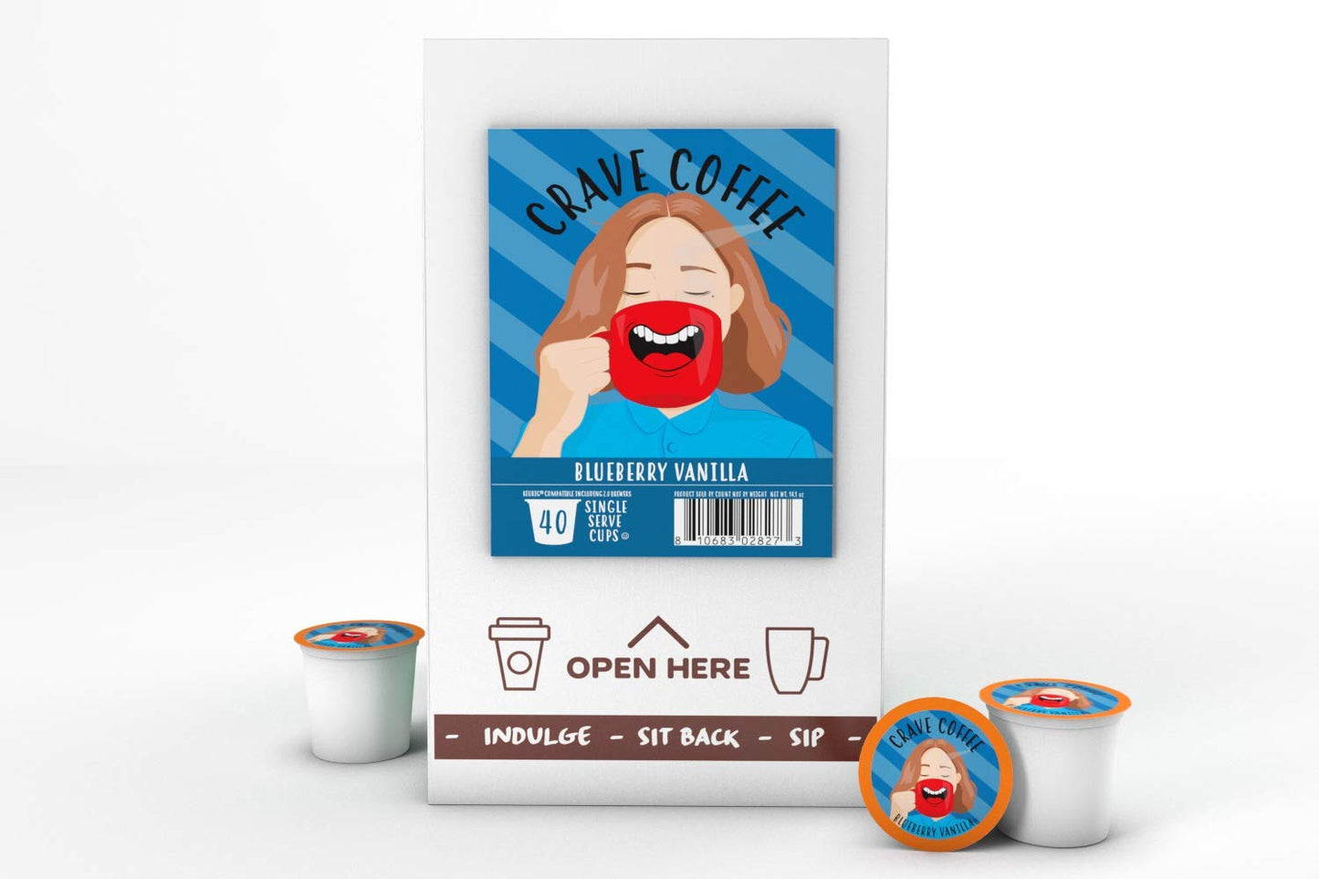 Crave Beverages Flavored Coffee Pods Compatible with 2 K-Cup Brewers, Blueberry Vanilla, 40 Count