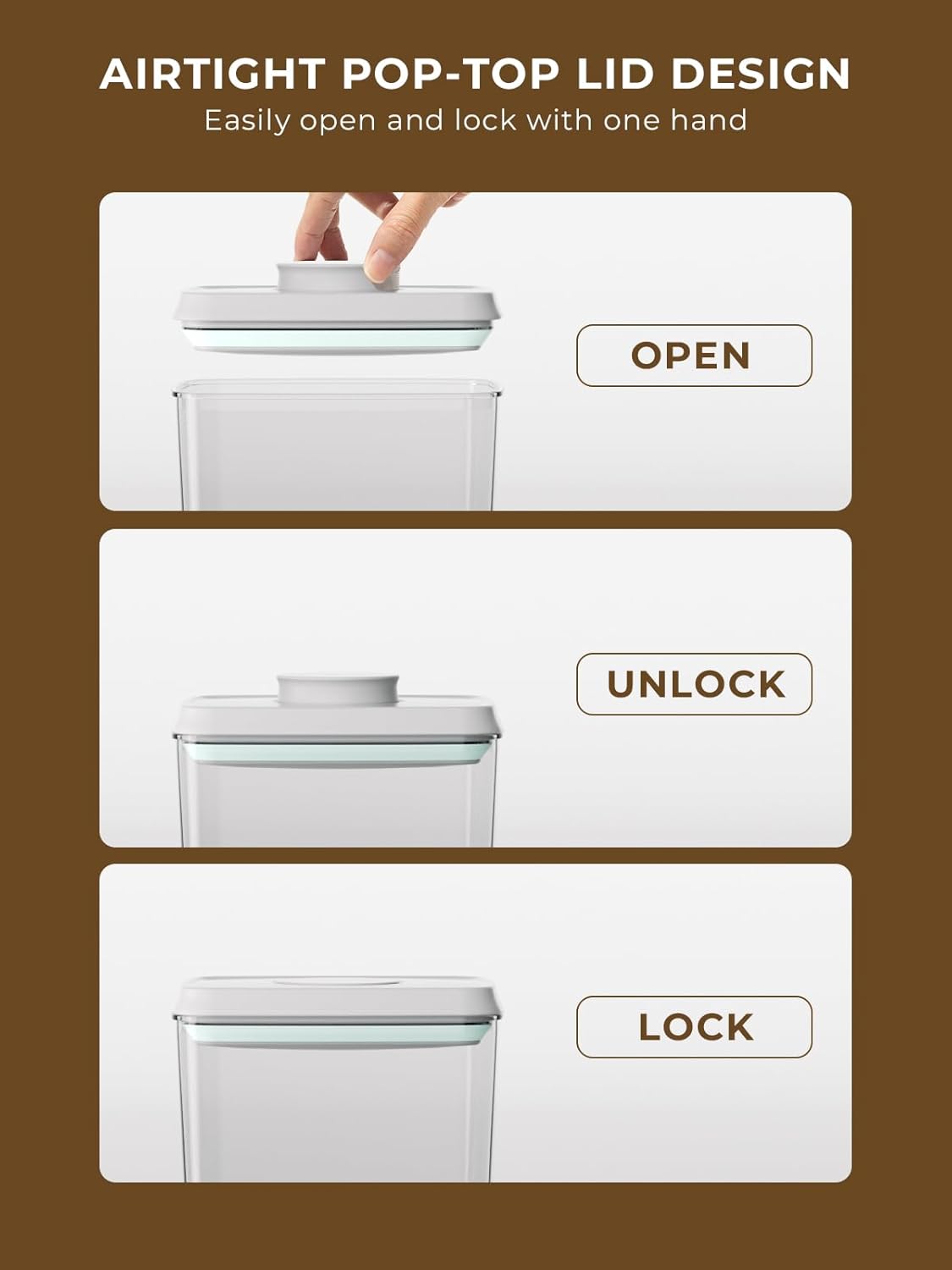 4 Pack Airtight Food Storage Containers with One-Hand Pop Lid, 4.23Qt Rice & Grain Organizer Set with Measuring Scoop, Stackable BPA-Free Kitchen Pantry Bins for Flour, Rice, Cereal, Pet Food