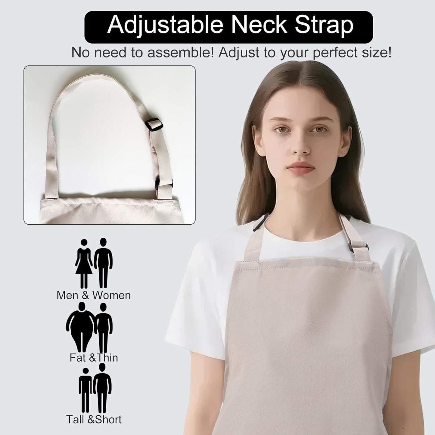 Kitchen Bib Apron for Women Men with Pockets Chef Art Aprons for Cooking Painting Pottery Ceramics