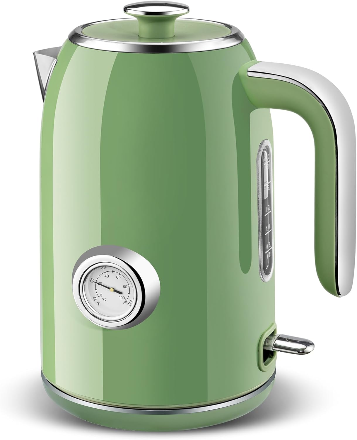 Pukomc Electric Kettle,1.7L Stainless Steel Electric tea kettle with Temperature Gauge, Fast Boiling, Auto Shut - off, BPA - Free, Boil - Dry Protection, (Retro Green)