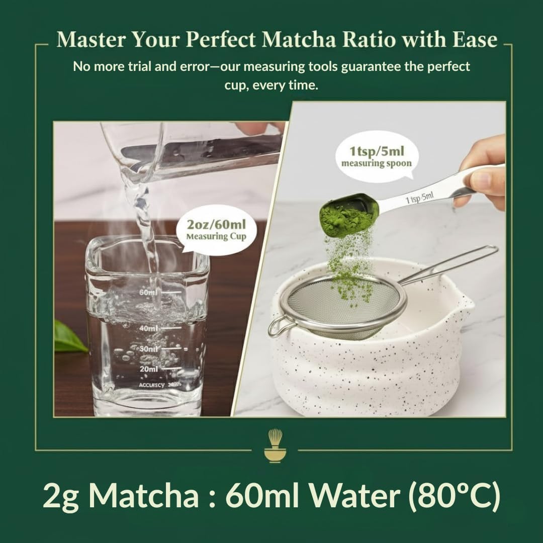 BARISTA EMPEROR® PREMIUM 11pcs MATCHA WHISK SET - Professional Matcha Kit Set with Matcha Bowl, Matcha Whisk, Milk Frother, Spoon, Matcha Sifter, Scoop, Scoop Stand, Measuring Cup, Tea Mat and Cloth