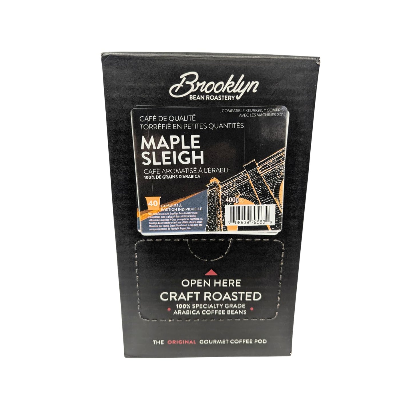 Brooklyn Beans Maple Sleigh Gourmet Coffee Pods - Compatible with Keurig 2.0 K Cup Brewers, 40 Count, Maple Flavored