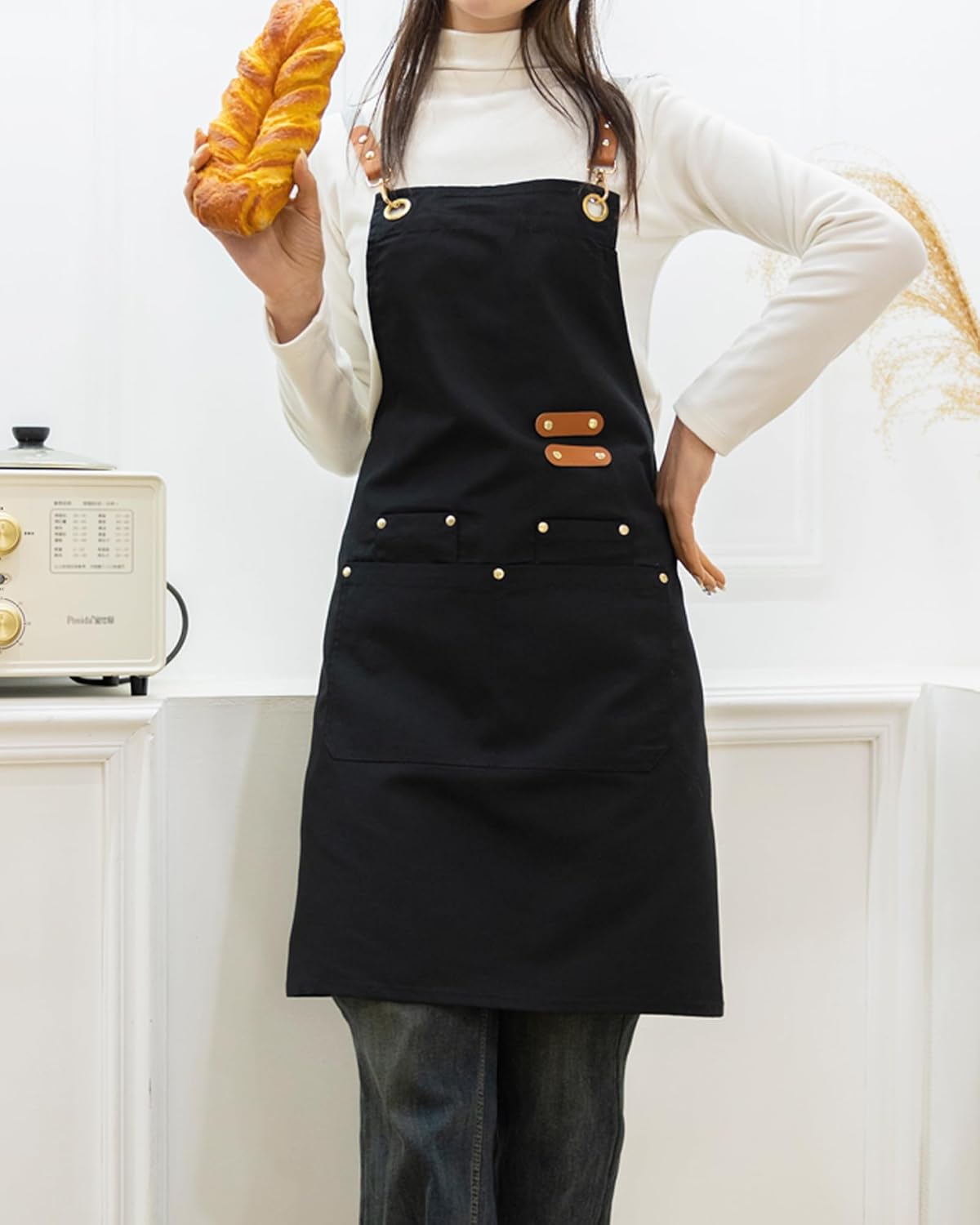 Lisianthus 2 Pack Adjustable Bib Aprons for Women with Pockets, Men's Kitchen Cooking Apron