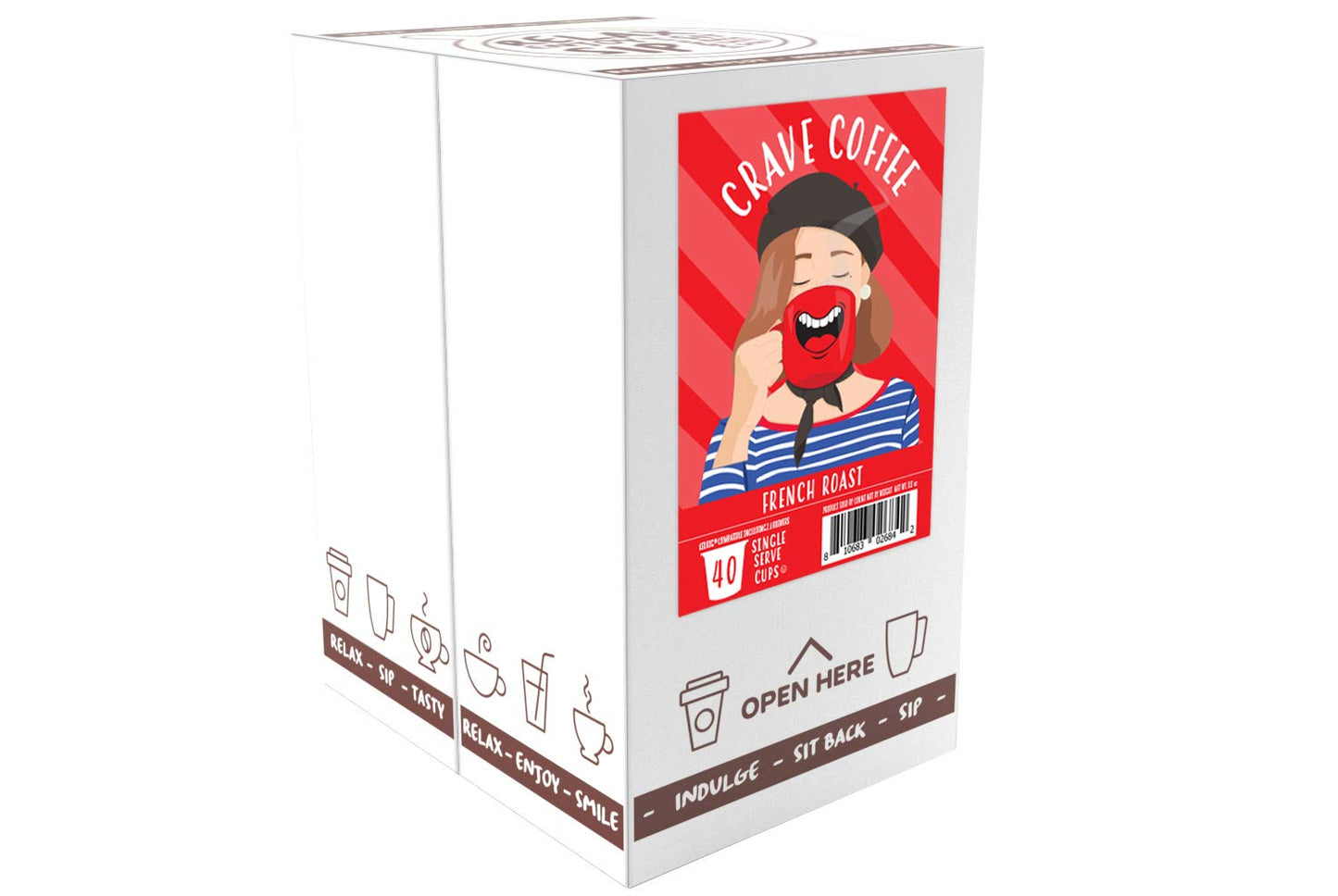 Crave Beverages French Roast - Dark Roast Coffee Pods, for Keurig K Cup Brewers, 40 Count