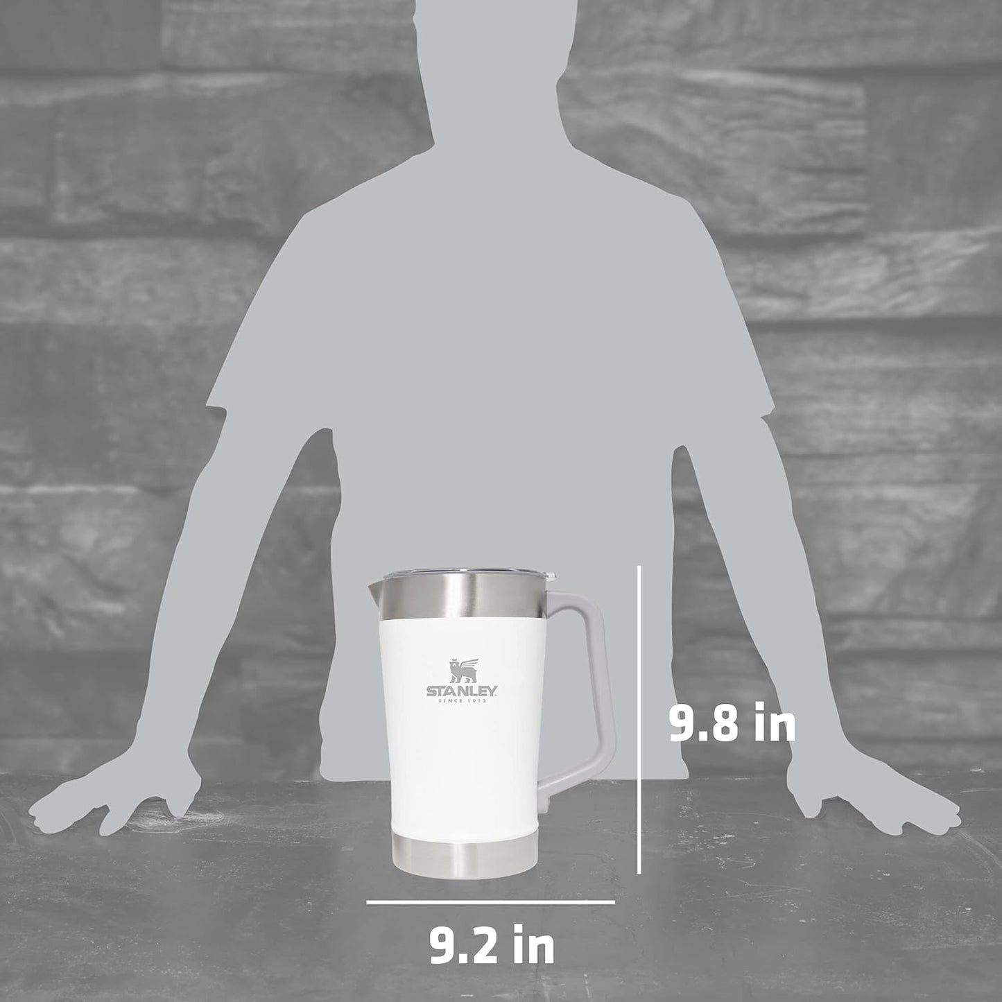 Stanley Stay-Chill Pitcher 64 oz | Cold Water, Beer, and Drink Pitcher with Lid | Large Capacity Durable Beverage Container with Handle | Insulated Stainless Steel | BPA-Free | Polar