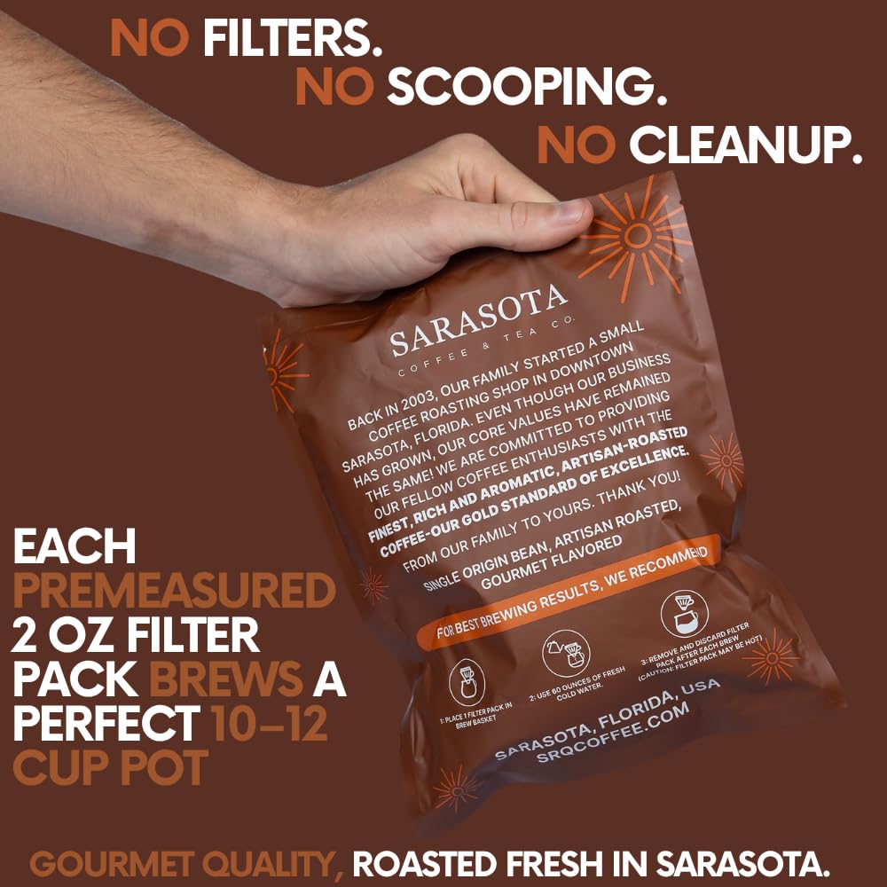 Ground Flavored Coffee In Filter Packs | Salted Caramel | Medium Roast Low Acid Mold Free Pouches | Bulk Packets Gourmet Bags for 10-12 Cup Drip Maker | Highest Rated Individual Premeasured Coffee