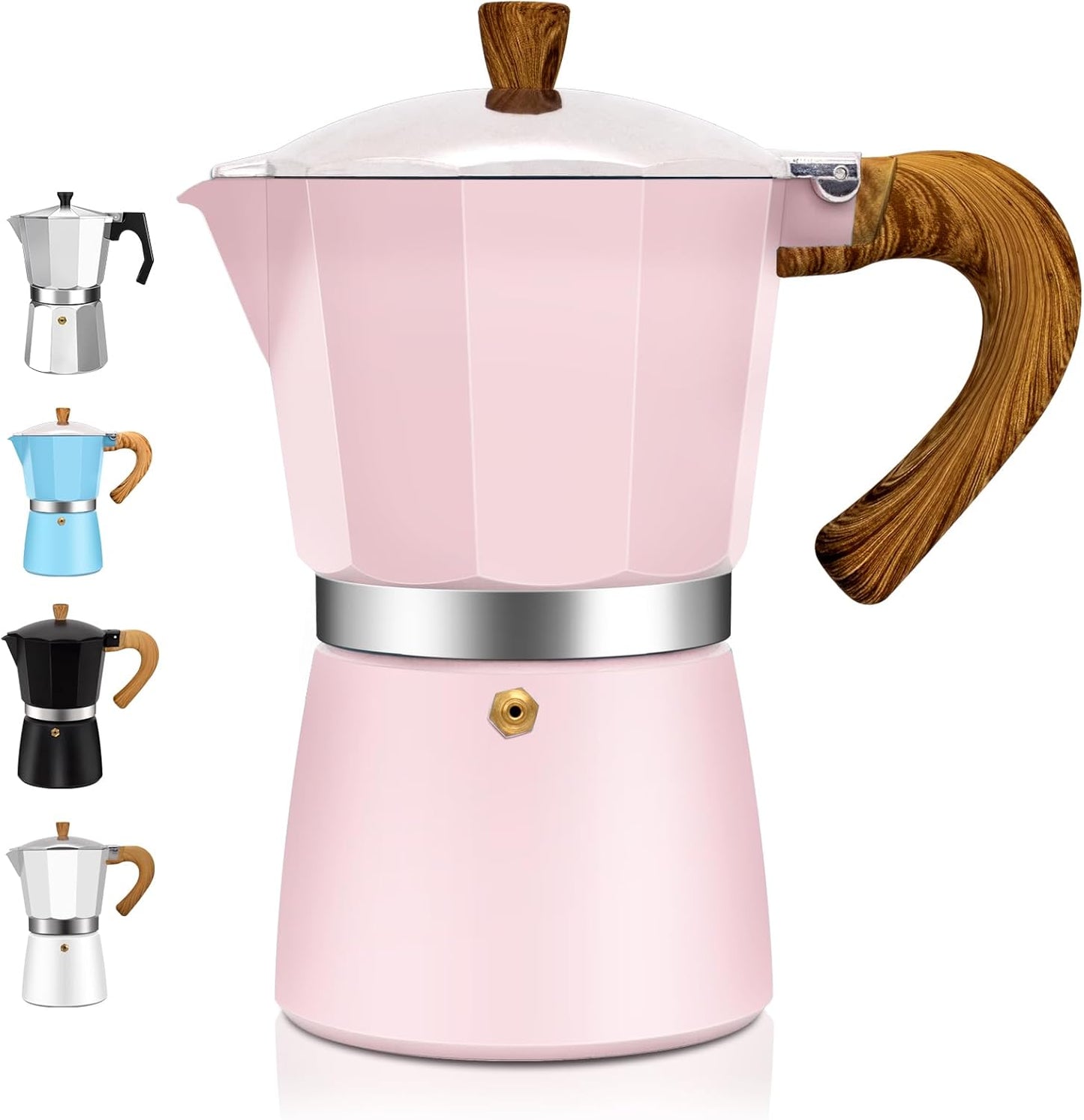 6 Cup Aluminum Espresso Stovetop Moka Pot Express Coffee Maker Percolator Italian Classic Mocha Coffee Machine for Italian and Cuban Cafe Brewing for Home & Camping 300ml 10oz