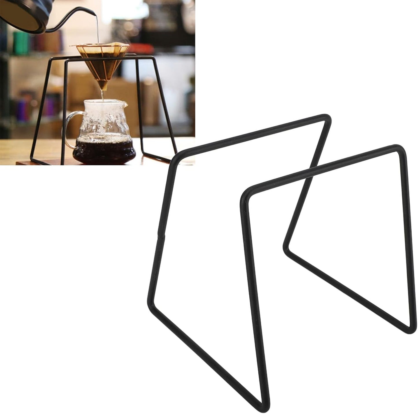 Pour Over Coffee Maker, Metal Coffee Dripper Stand Pour Over Coffee Stand Coffee Filter Paper Holder Set, Filter Cup Holder for Home Office Coffee Enthusiasts And Beginner (Black)