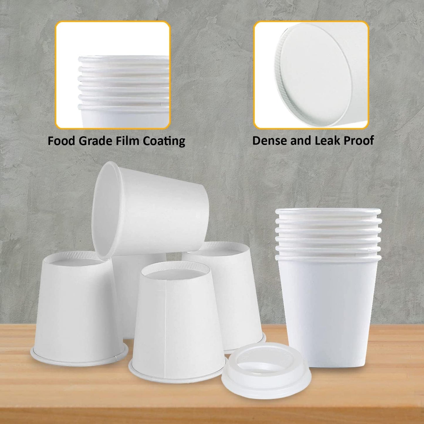 Smygoods White Disposable Paper Coffee Cups with Lids (4 OZ, 50 Count) For Hot Beverages, Tea, Espresso, Cocoa - To Go Drink Containers, Café & Office