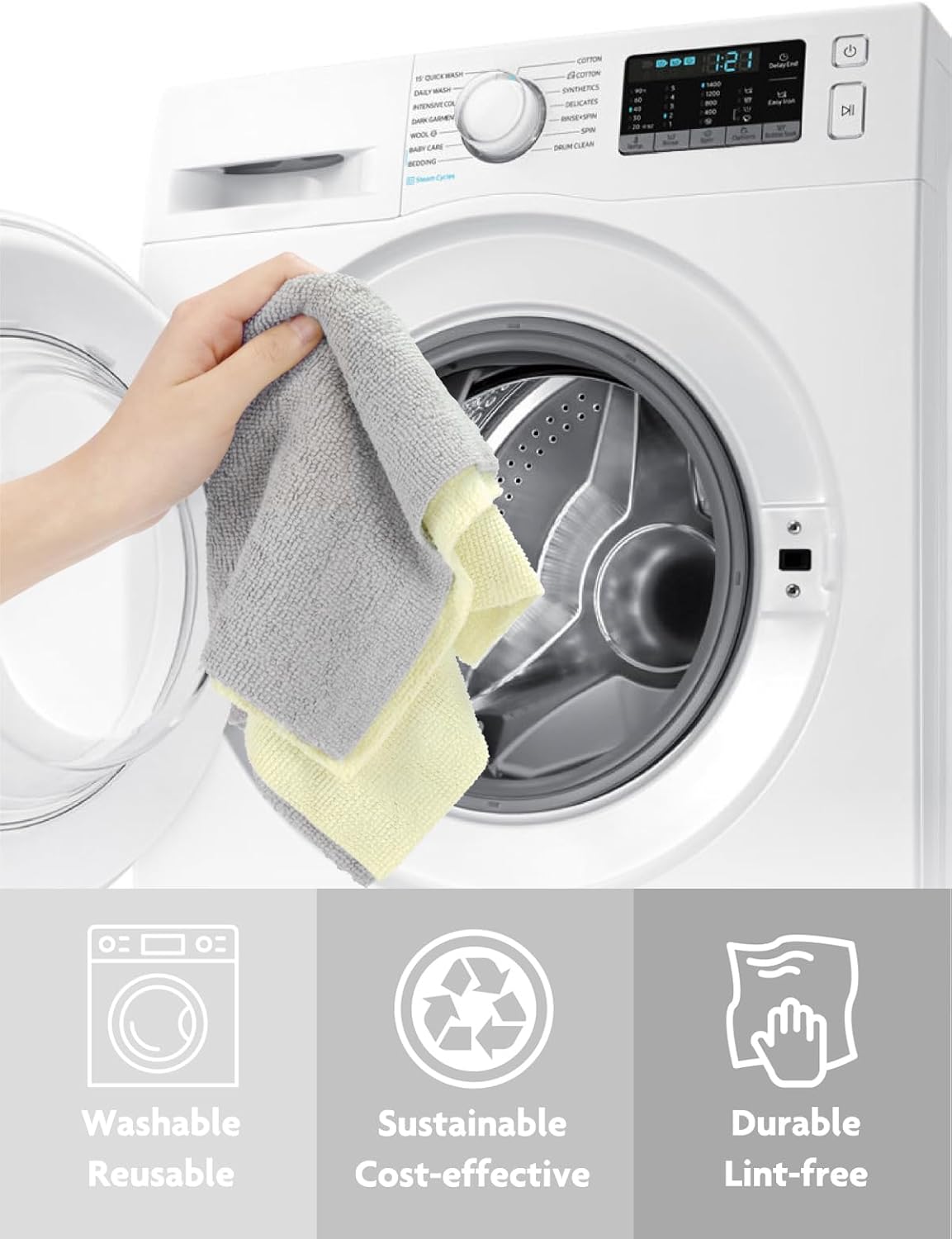 Fantasticlean Microfiber Cleaning Cloth Roll -75 Pack, Tear Away Microfiber Towels, 12" x 12", Reusable, Washable, Scratch Free, Ultra Absorbent Dishcloth for Home Supplies, Car, Pet, Kitchen (Beige)