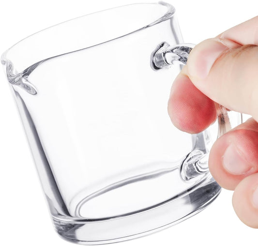 Ackers Espresso Cups Single, 4 OZ Double Spouts Cups, Milk Cup with Handle, Clear Glass