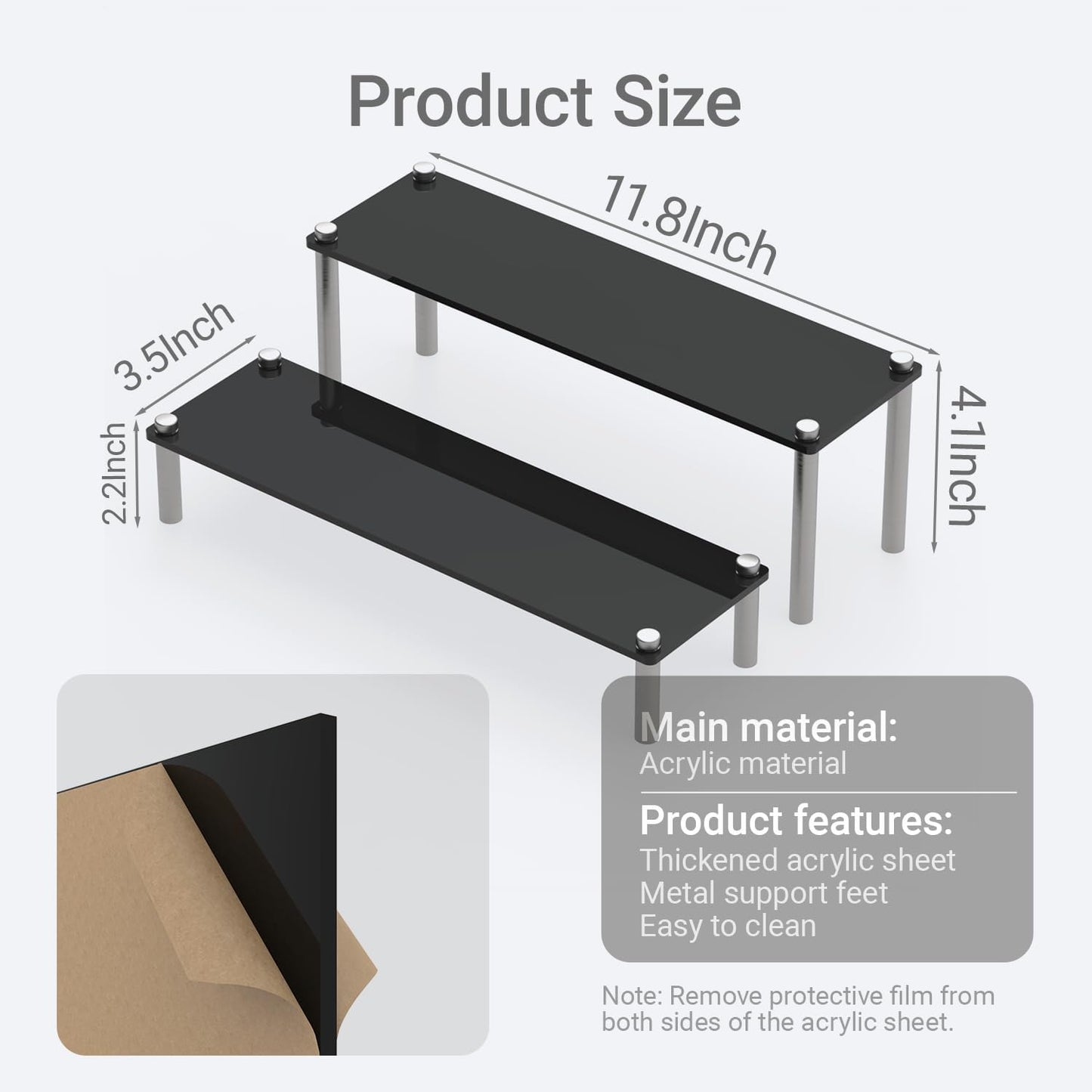 2-Tier Acrylic Display Riser Stand - Clear Organizer for Perfume, Cupcakes, Figures, Desserts, and Party Decoration
