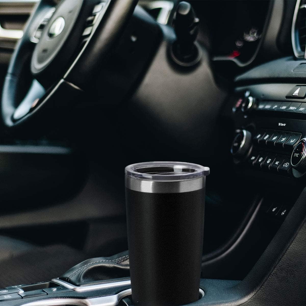 HASLE OUTFITTERS 20oz Tumblers Stainless Steel Mugs with Lid Double Wall Vacuum Insulated Coffee Cups for Cold & Hot Drinks (20oz-Black, 12 Pack)